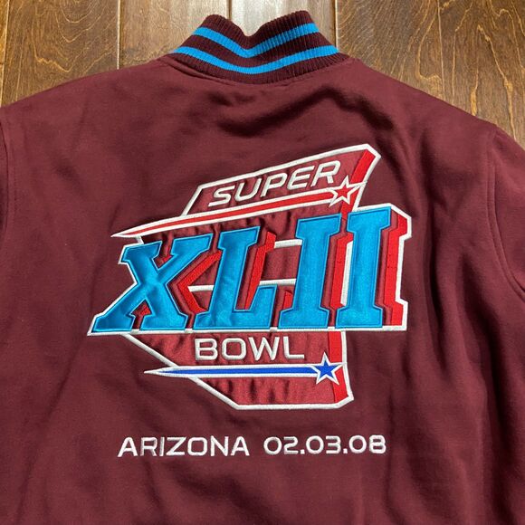 NFL Super Bowl XLII Arizona 2008 Burgundy Teal Bomber Varsity Coat Men's Size XL - Picture 6 of 11